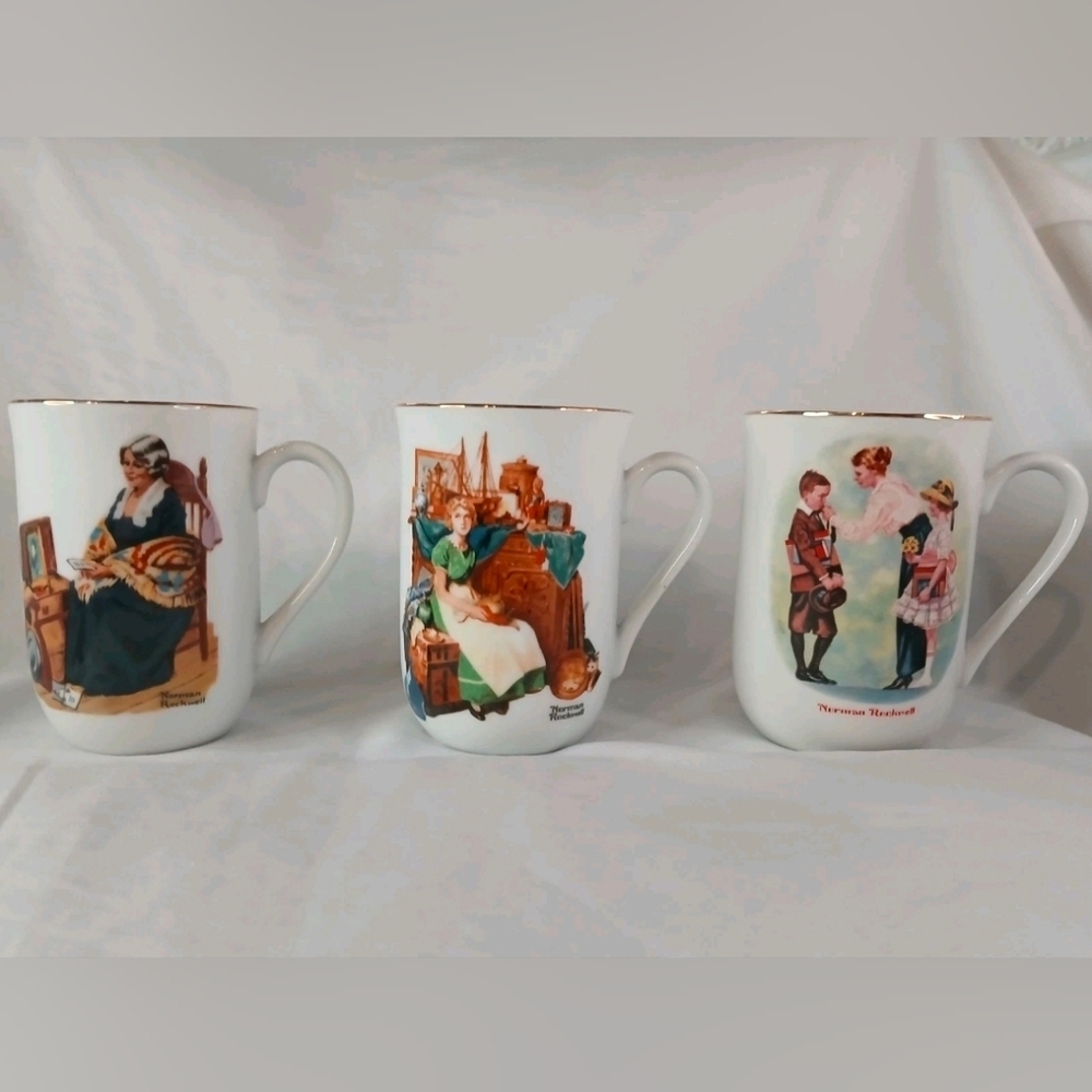 Lot of 3 Norman Rockwell Museum Mugs